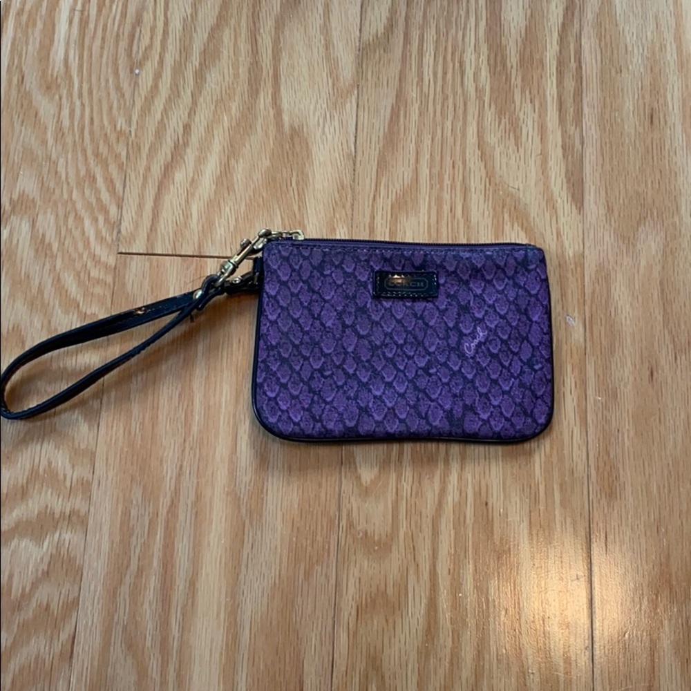 Coach purple snakeskin wristlet